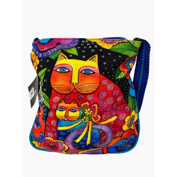 Laurel Burch Multicolor Cat Design Crossbody Bag - Picture 1 of 13